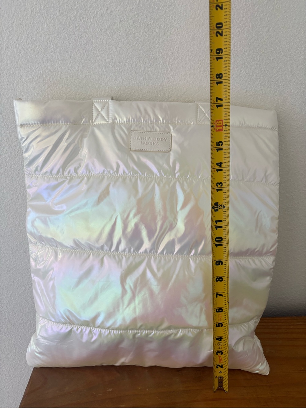 Bath & Body Works Iridescent Cream Quilted Tote